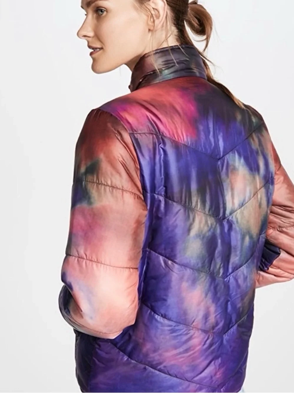 MOTHER The Two Faced Reversible Puffer Jacket Coat Tie Dye Joshua Trees SMALL D